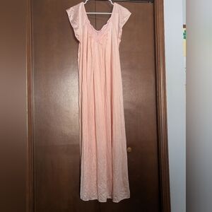 Vintage Vanity Fair Pink Nightgown Medium Long Nylon USA Made Sleeveless